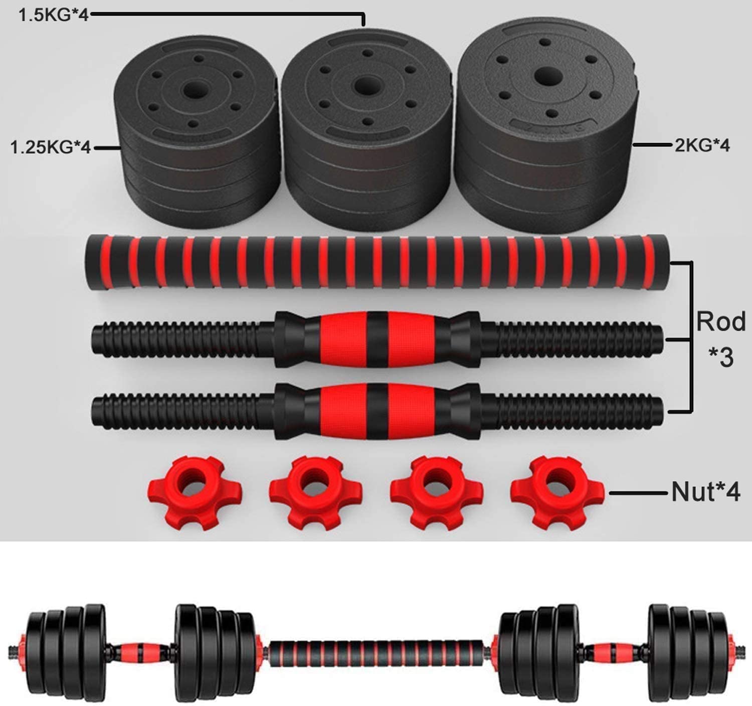 20kgdumbbell and Barbell Set 2 in 1